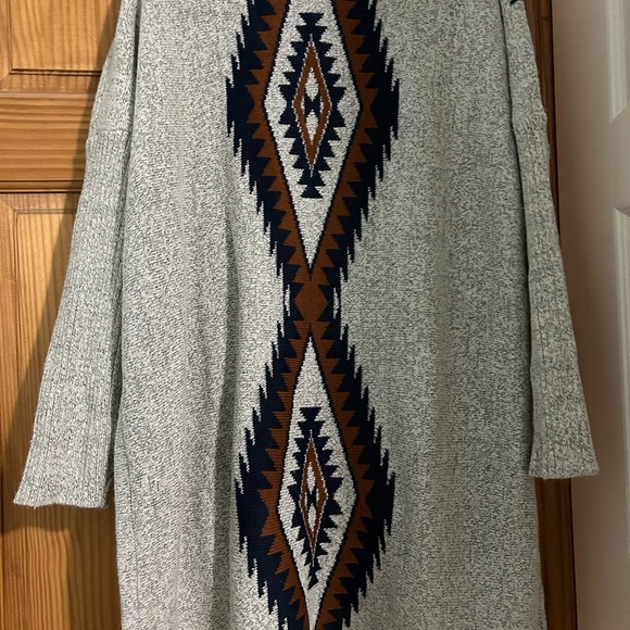New Cozy Native Tribal Print Boho Western Long Blanket Cardigan Sweater - Picture 2 of 3